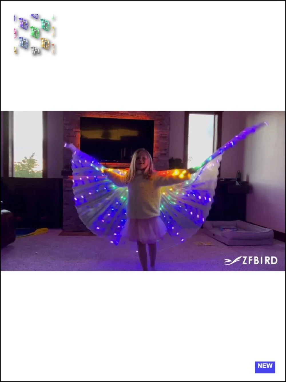 LED Butterfly Wings Light Up Fairy Costume Kids Halloween Christmas Dance